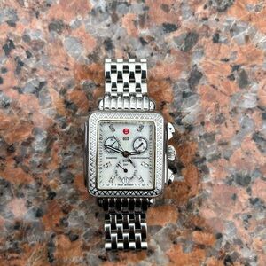 MICHELE DECO MOP DIAMOND DIAL AND BEZEL CHRONOGRAPH LADIES WATCH